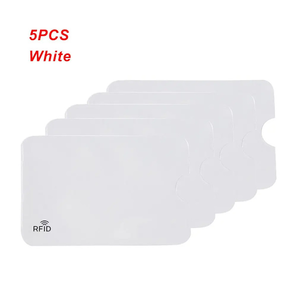5 st Ny stöldskydd för RFID-kreditkortsskydd Blockerande korthållare ärm Hudfodral Case Case A-white