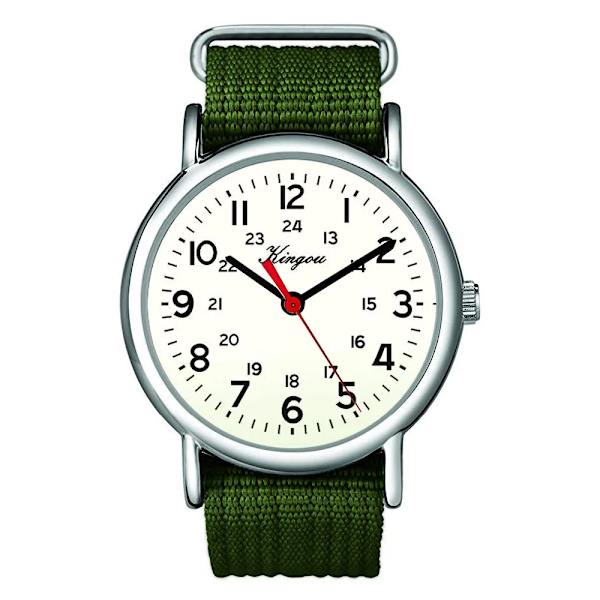 Watch Militär nylon Vattentät kvartsklockor för män Pojke anti-scratch Spegel 40 mm Armbandsur Födelsedagspresenter Green B
