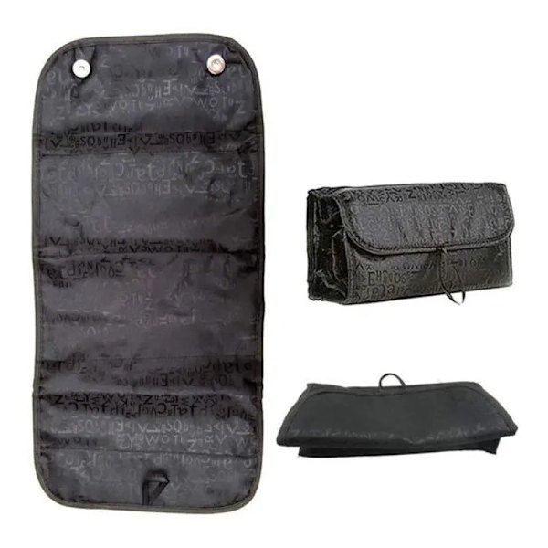Case Kvinnor Sminkväska Hängande toalettartiklar Resepaket Smycken Organizer Vik kosmetisk case professionell Black