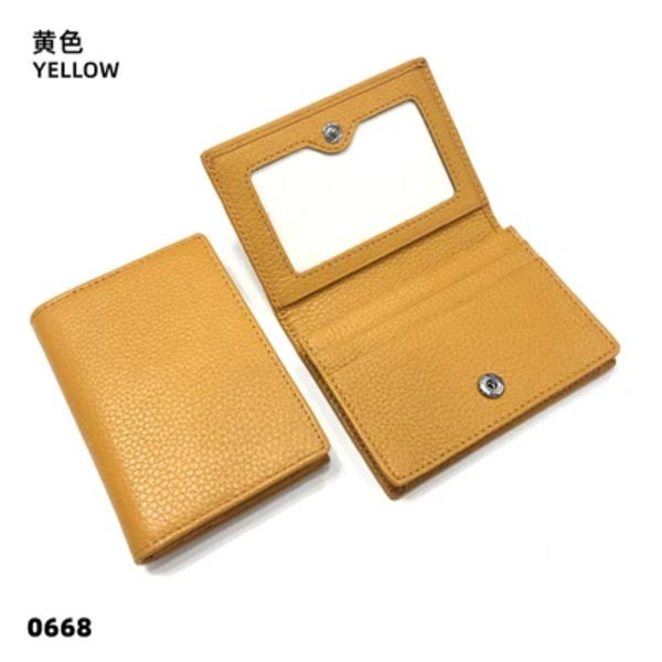 Visitkortshållare Dam Bifold Läder Kreditkortsfodral Case Anpassad Män Ko Äkta Läder yellow1