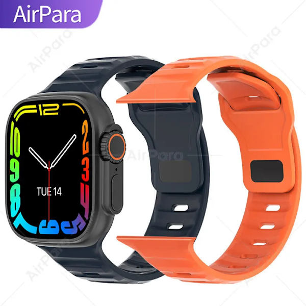AirPara Smart Watch Ultra Bluetooth Call NFC Smartwatch Wireless Charge Health Monitor Herr Dam Fitness Watches Series 8 With Silicone Strap(.546)