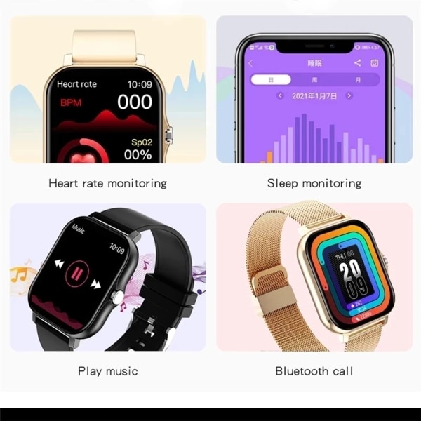 Smart Watch Herr Dam Fitness Bluetooth Call Connected Klockor Vattentät Man Smartwatch För Android IOS Reloje Inteligente Pink