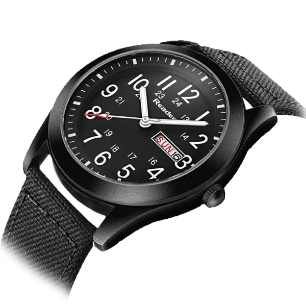 2016 Readeel Märke Mode Män Sport Klockor Herr Quartz Timme Datum Klocka Man Läderrem Militär Armé Vattentät Watch all black