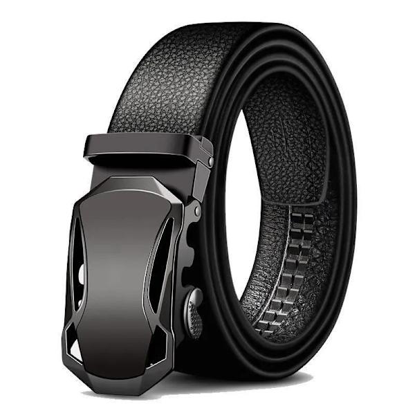 Herrbälte Metall Lyxigt märke Automatiskt läderspänne Högkvalitativt bälte för män Affärsarbete Casual Designer Mode StrapZDP001 Cool Black 85cm