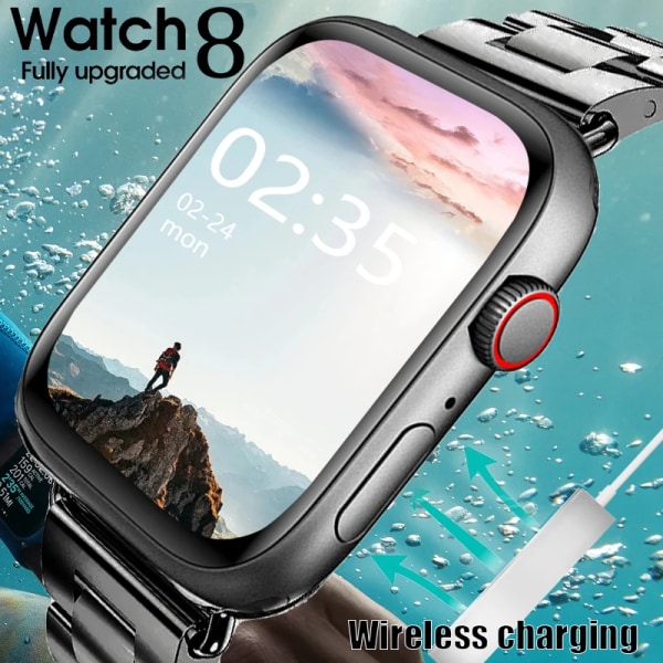 Series 8 New Smart Watch Bluetooth Call Men Sports Fintess SmartBand Custom dial smartwatch för för Apple Watch män kvinnor Black mesh