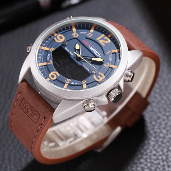 KAT-WACH Herrklockor Lyxmärkesgåvor Digital Mode Bred Watch För Herr Klassisk Casual Quartz Watch Khaki gray