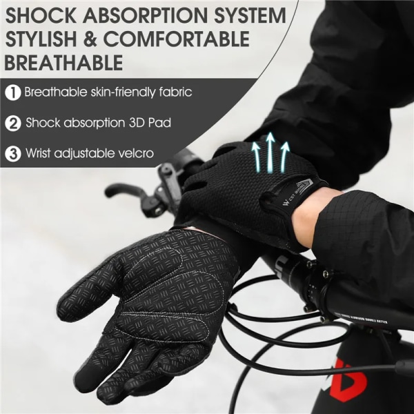 WEST BIKING Vår Höst Unisex Cykelhandskar Full Finger Touch Screen Bergsbestigning Sporthandskar Sommar Fingerless Mitts Blue Half Finger XXL