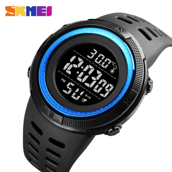 män sport digitala klockor temperatur chrono nedräkning stoppur vattentät led militär klocka relogio masculino SKMEI 1681 Black white BOX