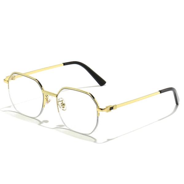 HBK New Square Half Frames Solglasögon Män Mode Metall Lyxig varumärkesdesign Glasögon för kvinnor Högkvalitativa Glasögon Män C02 Gold Clear As Photos Showing