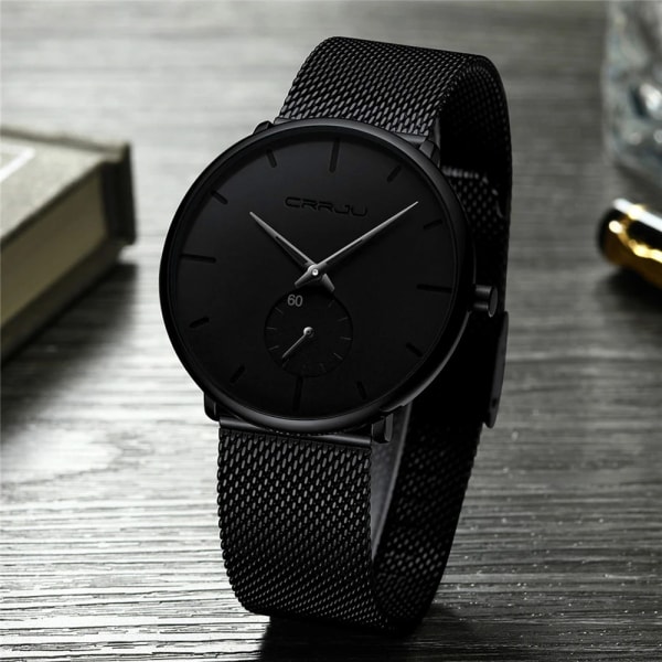 CRRJU Sports Slimmade Herrklockor Toppmärke Lyx Vattentät Watch Herr Ultra Thin Dial Quartz Watch Casual Relogio Masculino black red BOX