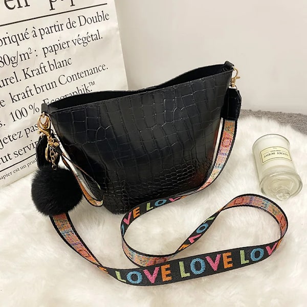 Mode Enkel axelväska Casual Litchi-mönster Crossbody-väskor för kvinnor Dam Designer Handväskor Dam Messenger Bags Crocodile black