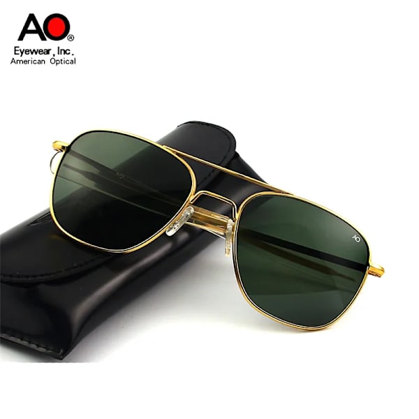 Aviation rektangel ao logotyp solglasögon kvinnor män 2022 uv400 lyxmärke designer glaslins oculos de sol masculino uv protectio gold-gray Glass lenses