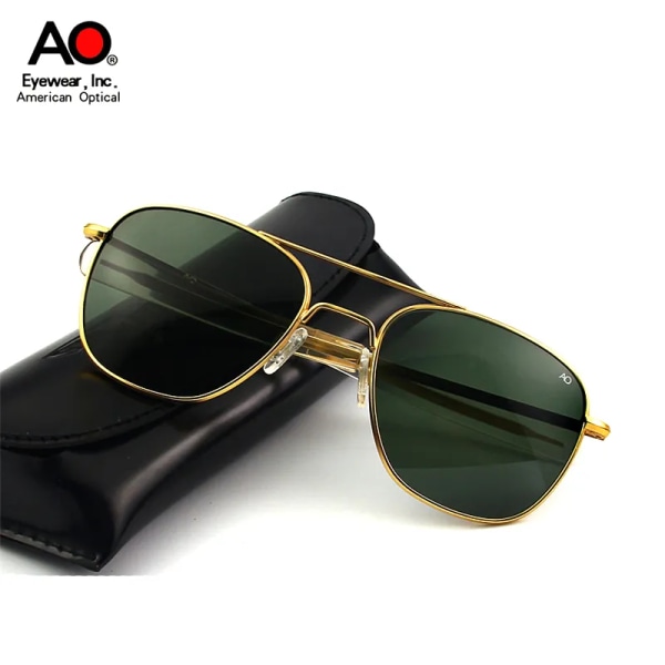 Aviation rektangel ao logotyp solglasögon kvinnor män 2022 uv400 lyxmärke designer glaslins oculos de sol masculino uv protectio sliver-gray Glass lenses