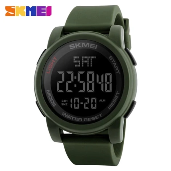 SKMEI 1257 Lyx Man Klockor Mode Fritid Sport Digital Watch För Herr Vattentät Elektronik Klocka Herr Armbandsur Reloj 1257 Army Green