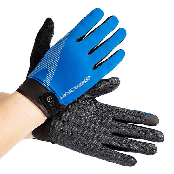 Män Cykelhandskar Full Finger Touch Screen Motorcykel Cykel Mtb Cykel Handskar Gym Träningshandskar Utomhusfiske Hand Guantes Black Blue M