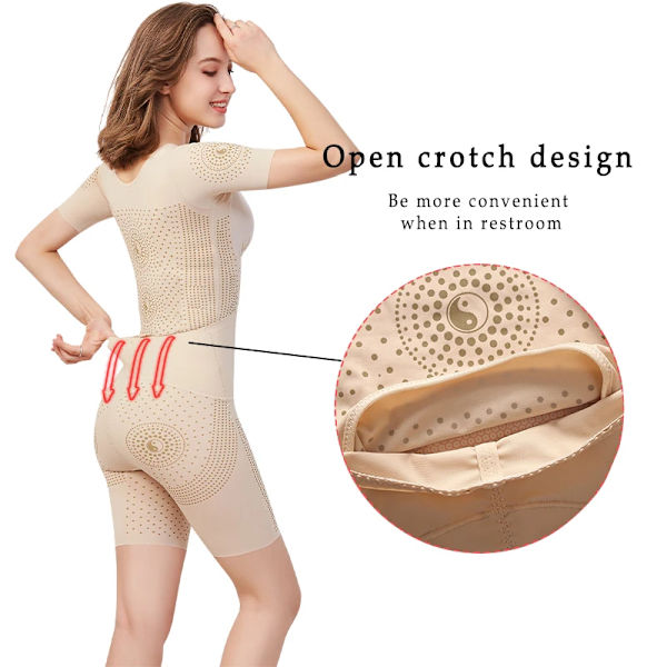 Kvinnor Sexig Body Shaper Waist Trainer Kompression Underkläder Rumpa Lyftare Bröst Samla Kostym Shapewear Beige M