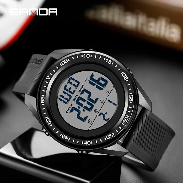 SANDA 2023 Mode Sport Herrklockor Multifunktion Vattentät Digital Watch Herr Armbandsur Man Relogio Masculino 6013 Black Blue