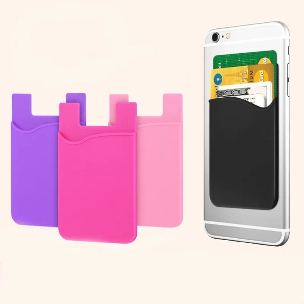 Dubbelficka Elastisk Stretch Silikon Mobiltelefon ID Kreditkortshållare Klistermärke Universal case Korthållare Type 8