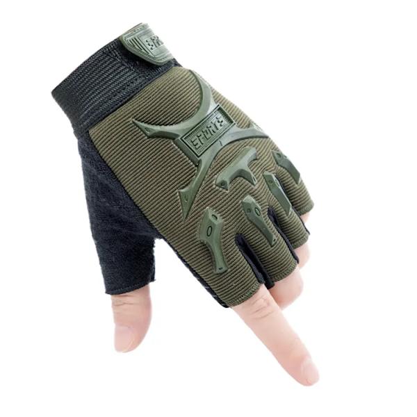 Taktiska handskar för barn Militär Pojkar Halvfinger Cykelhandskar Cykel Fingerlös Cykel Ridning Flicka Handske Sport Skateboard Green L 10-12 Years Old