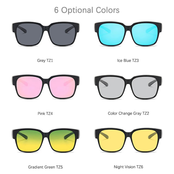 2022 Polarized Fit Over Glasögon Solglasögon Män och kvinnor Nattkörning Glasögon Wear Fit Over Receptglasögon Fiskeglasögon Gradient Green TZ5