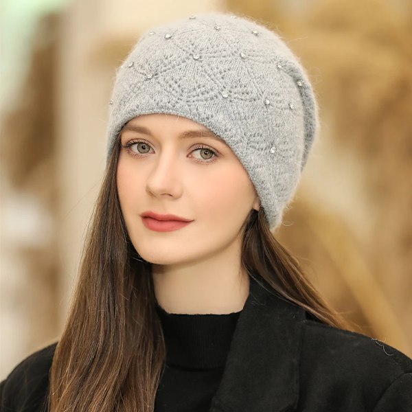 Ny vintermössa för kvinnor, StreetwearBlend, varm mössa, modeaccessoar, beanie för kvinnor, avslappnad stickad mössa Grey 55cm-58cm