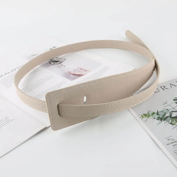 Nytt mode Läder Kvinnor Bälte Designer Metallspänne Midjerem Allmatch Dam Klänning Kappa Tröja Dekorativt knuten midjeband Styles 2 Beige 120cm