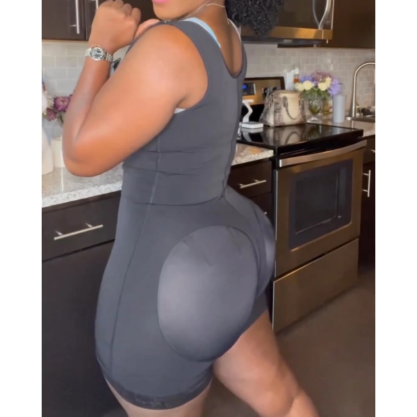 Fajas Colombianas Kroppsformare för kvinnor Bröststöd Sida Långärmad Magkontroll Lång Body Shapewear Waist trainer Black M