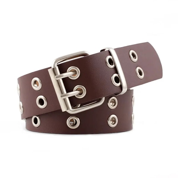 D&T Mode Legering Kvinnor Män Bälten Kedja lyx PU-läder Ny stil Pin Spänne Jeans Kedjor Dekorativa Dam Retro Casual Punk brown-withoutchains 110cm