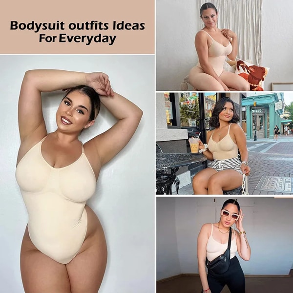 Nya Kvinnor V-hals Spaghetti Strap Bodysuits med Vadderade Body Suits Open Greet Shapewear Bantning Body Shaper Smidig ut Bodysuit same as picture(.241) S(.241)
