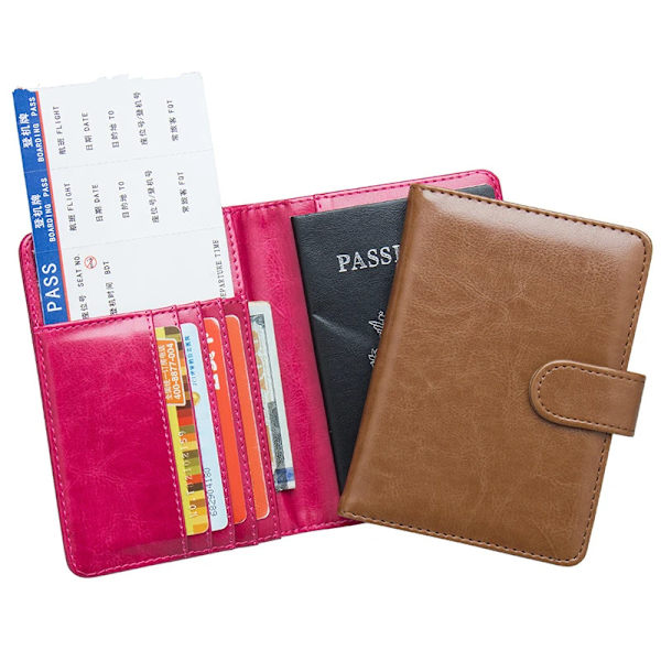 Mode Kvinnor Män Case Multifunktions PU-läder Haspplånböcker Affärsresor Cover Kontantmyntplånböcker Rose Red