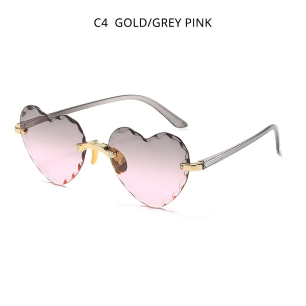 HOOBAN Fashion Heart Shape Dam Solglasögon Märkesdesigner Härliga båglösa solglasögon För Kvinnliga Vintage Rosa Damer Solglasögon Grey Pink As Picture