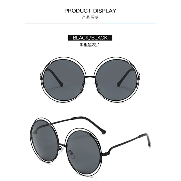 Nya runda överdimensionerade solglasögon Dam Märkesdesigner Stor cirkel Gradient Spegel Solglasögon Kvinnlig metallram Coola glasögon C1 As shows