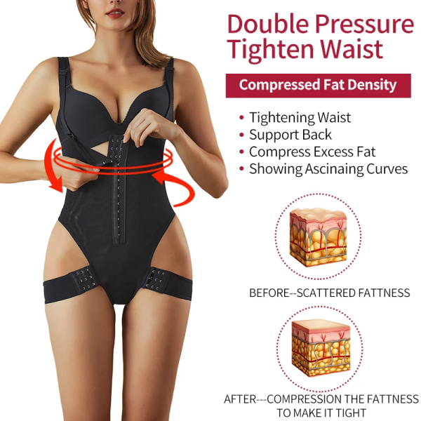 Stringtrosa med hög midja Kvinnor Shapewear Magkontroll Trosor Butt Lifter Fast Skulptera Waist Trainer Black 4XL