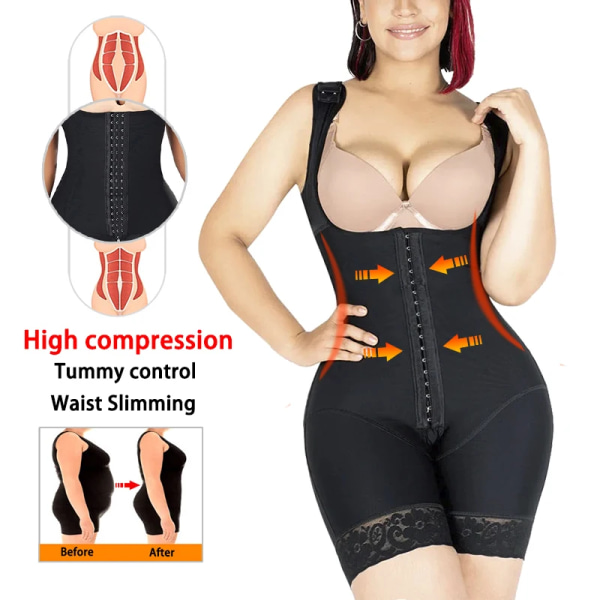 Fajas Reductoras Body Shaper Slimming Slida Flat Belly Shapewear Magkontroll Body Efter förlossning livstycken Gördlar Kvinna Korsett Black XXL