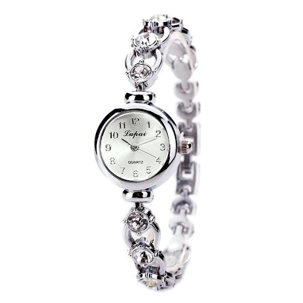 Damklockor 2022 Lyxmärken Rostfritt stål Kristallarmband Watch Mode Damklänning Reloj Mujer Montre Femme Silver
