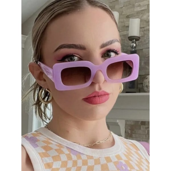 Mode Vintage Fyrkantiga Solglasögon Dam Gradient Tea Solglasögon Sommar Resa Retro Glasögon Män Oculos De Sol Feminino yellow with pouch and cloth