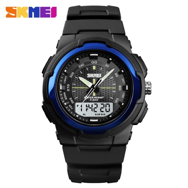SKMEI Dual Display Quartz Watch Herr Utomhussportklockor Digitala Elektroniska Herrklockor Vattentät Top Märke Lyx Watch Royal blue