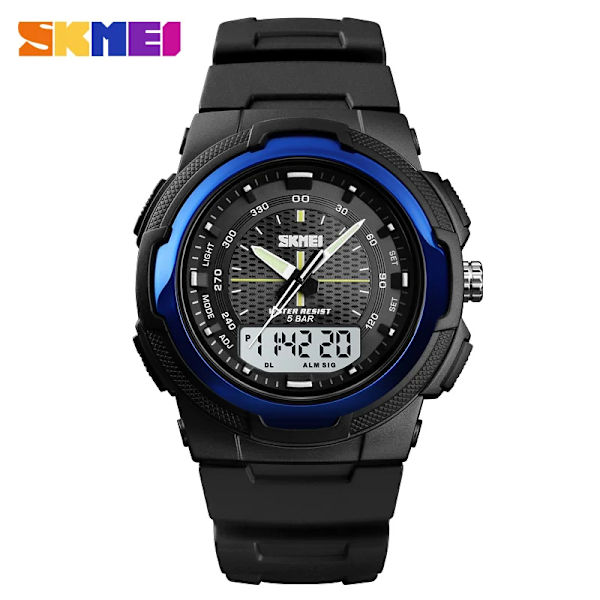 SKMEI Dual Display Quartz Watch Herr Utomhussportklockor Digitala Elektroniska Herrklockor Vattentät Top Märke Lyx Watch Royal blue