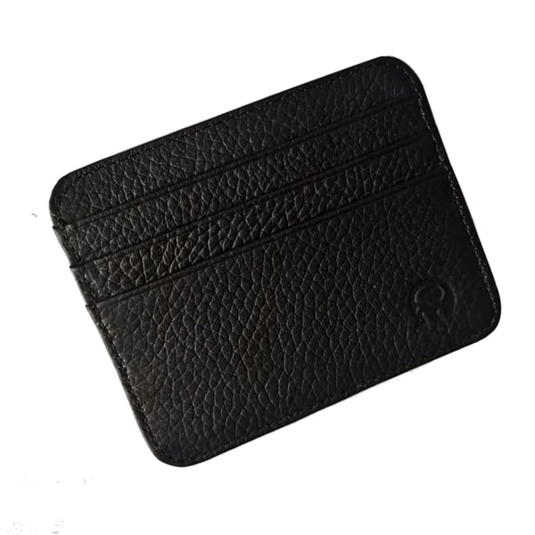 Retro första lager nötskinnskortväska med 7-kortsfack Supertunn 100 % äkta läder Bankkorthållare Myntväska Sortera plånbok black Lichee pattern