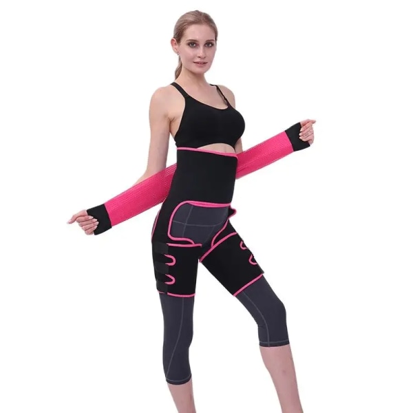 Korsetter med hög midja kroppsform Waist trainer Shapewear Body 3 i 1 benformare Höft push up rumpa lyft midja smala kontrollbälten Rose red S-M
