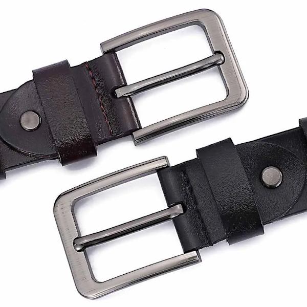 Plus Size 105 110 120 130 140 150 160 170cm Bälte för män Kvinnor Äkta läder Legering Metall Pin Spänne Midja Betls Remmar 2023 Black 100cm