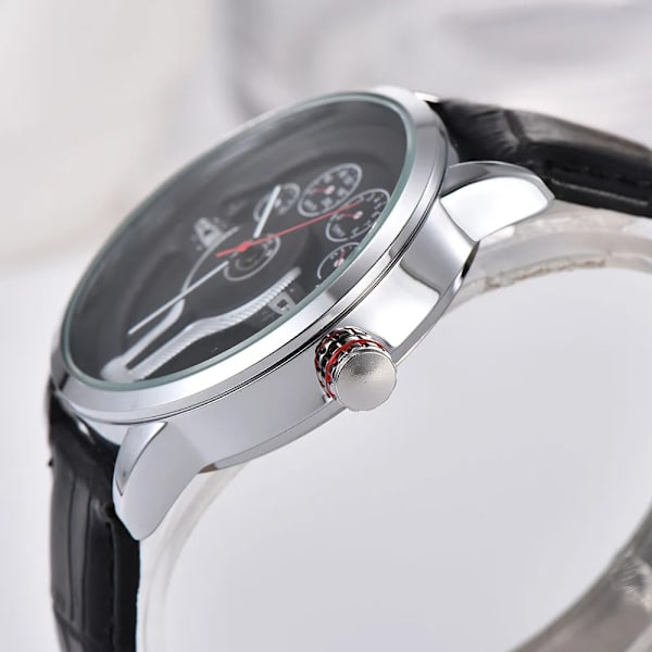 Kreativ Naturlig stil Klassisk precision Mode Watch herr 3D Racing däck Gratis rostfritt band Klocka Casual Black sliver