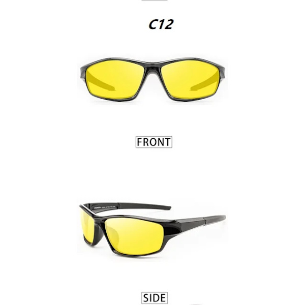 Ny design polariserade glasögon Män Kvinnor Fiskeglasögon Solglasögon Camping Vandring Köra Glasögon Sport Solglasögon C12 black yellow As Pirture