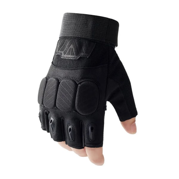 Utomhus Tactical Half Finger Handskar för militära män Airsoft Sporthandskar Motorcykel Cykling Klättring Fotvandring Jakthandskar W01 Black L