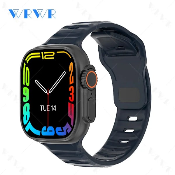 Smart Watch Ultra 2 tums HD-skärm NFC Smartwatch Bluetooth samtal Puls Sömnmonitor Series 8 Klockor för män kvinnor Black Blue