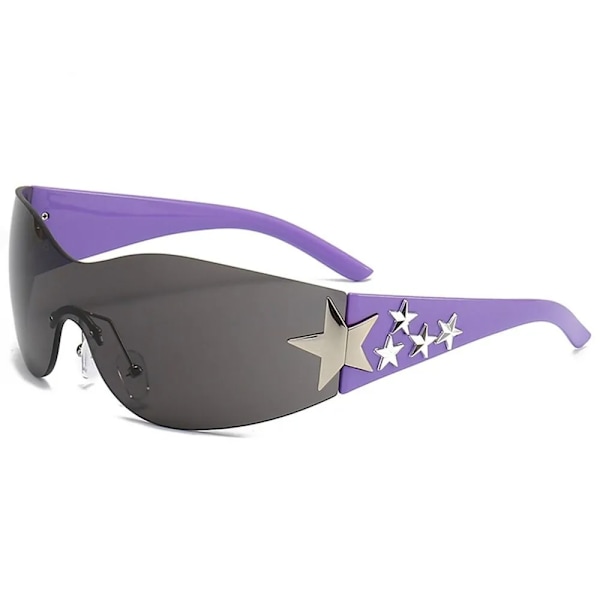 Punk One Piece Solglasögon Goggle Nya Y2k båglösa solglasögon 2000-talsglasögon Glasögon UV400 Kvinnlig designer femstjärniga glasögon A7
