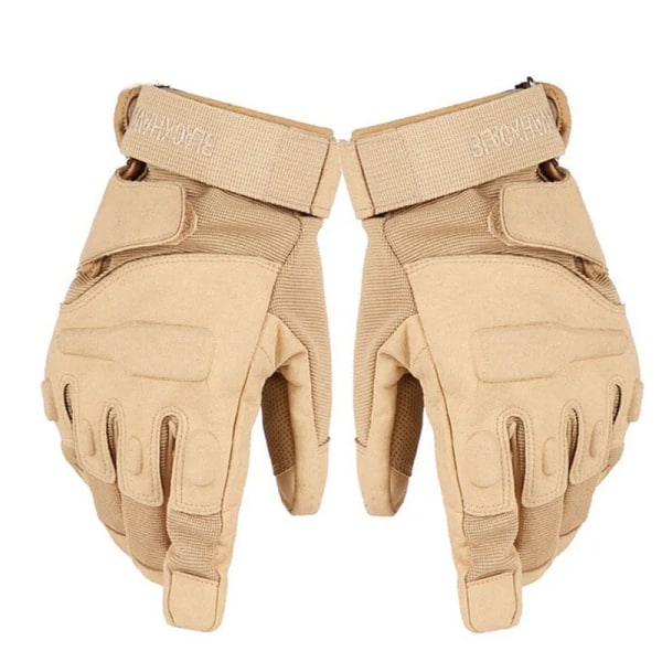 Herr utomhus militära taktiska handskar Army Full Finger Combat Cykelridning Sport Anti-halk handskar MTB-handskar Slitstarkt Beige M