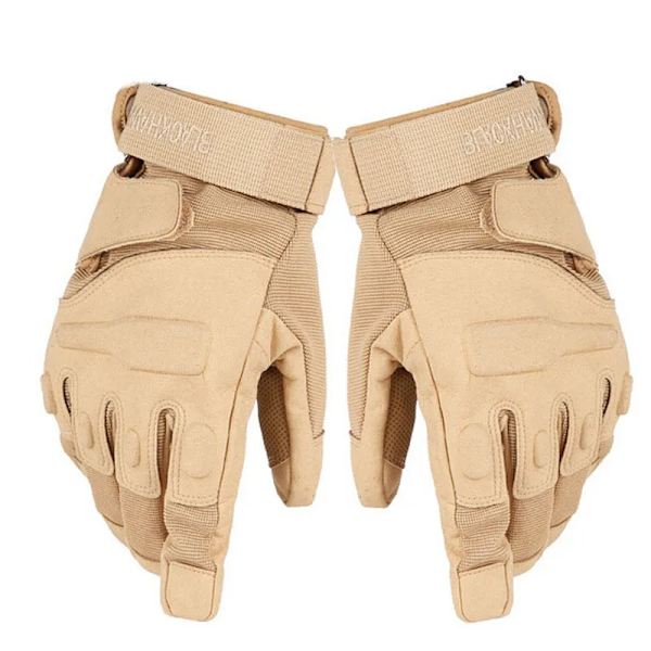 Herr utomhus militära taktiska handskar Army Full Finger Combat Cykelridning Sport Anti-halk handskar MTB-handskar Slitstarkt Beige XL