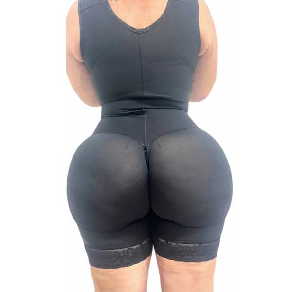 Höfter & rumpa Frontstängning Charmiga kurvor Elastiskt Mesh Tyg Bantning Fajas Spets Body Shaper Black S