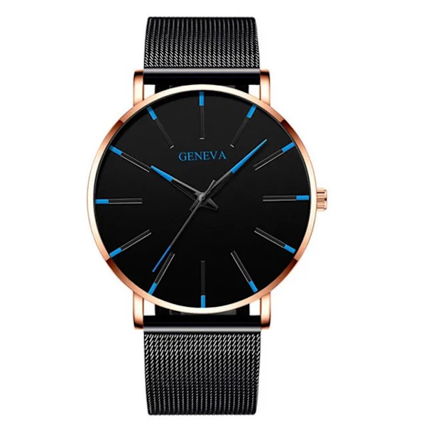 Rostfritt stål Mesh bälte Watch för män Minimalistisk ultratunn klocka Mode mäns watch relogio masculino Mesh Blue Gold